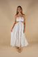 Rosette Detail Cut-Out Ruffled Maxi Dress - White