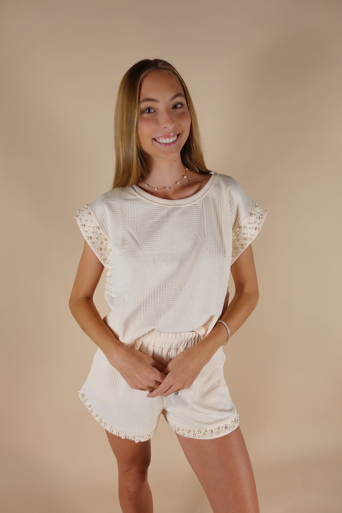 Pearl Sleeve Top - Cream