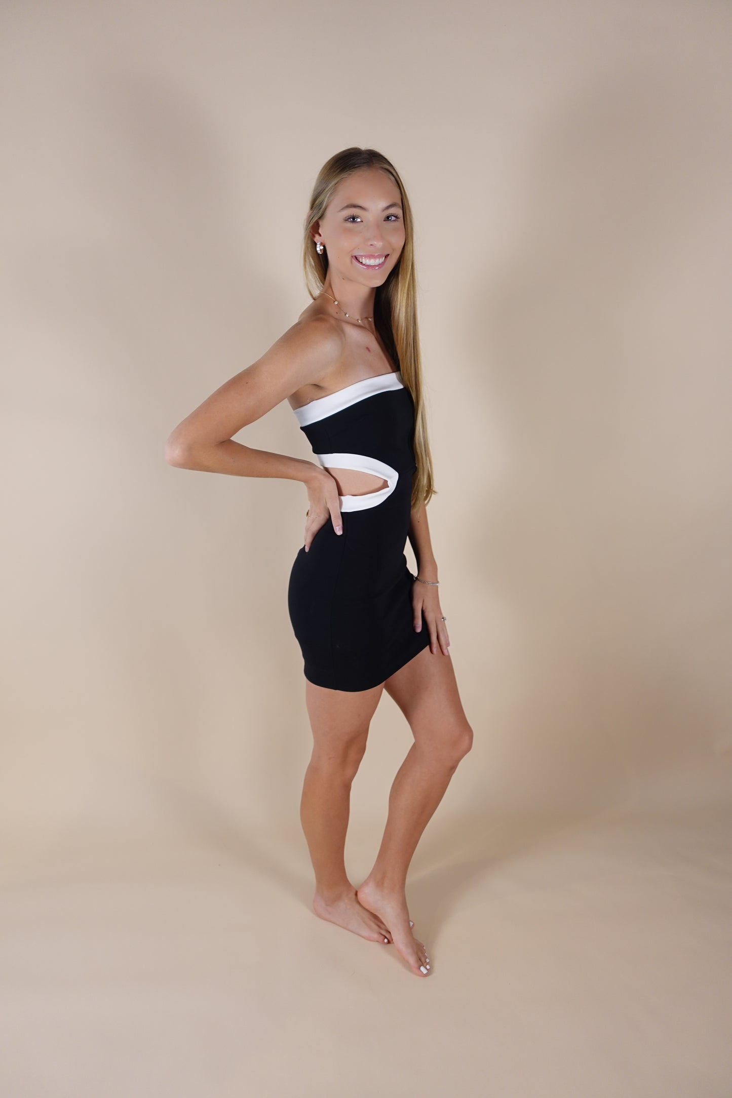 Taryn Two Tone Dress - Black & White