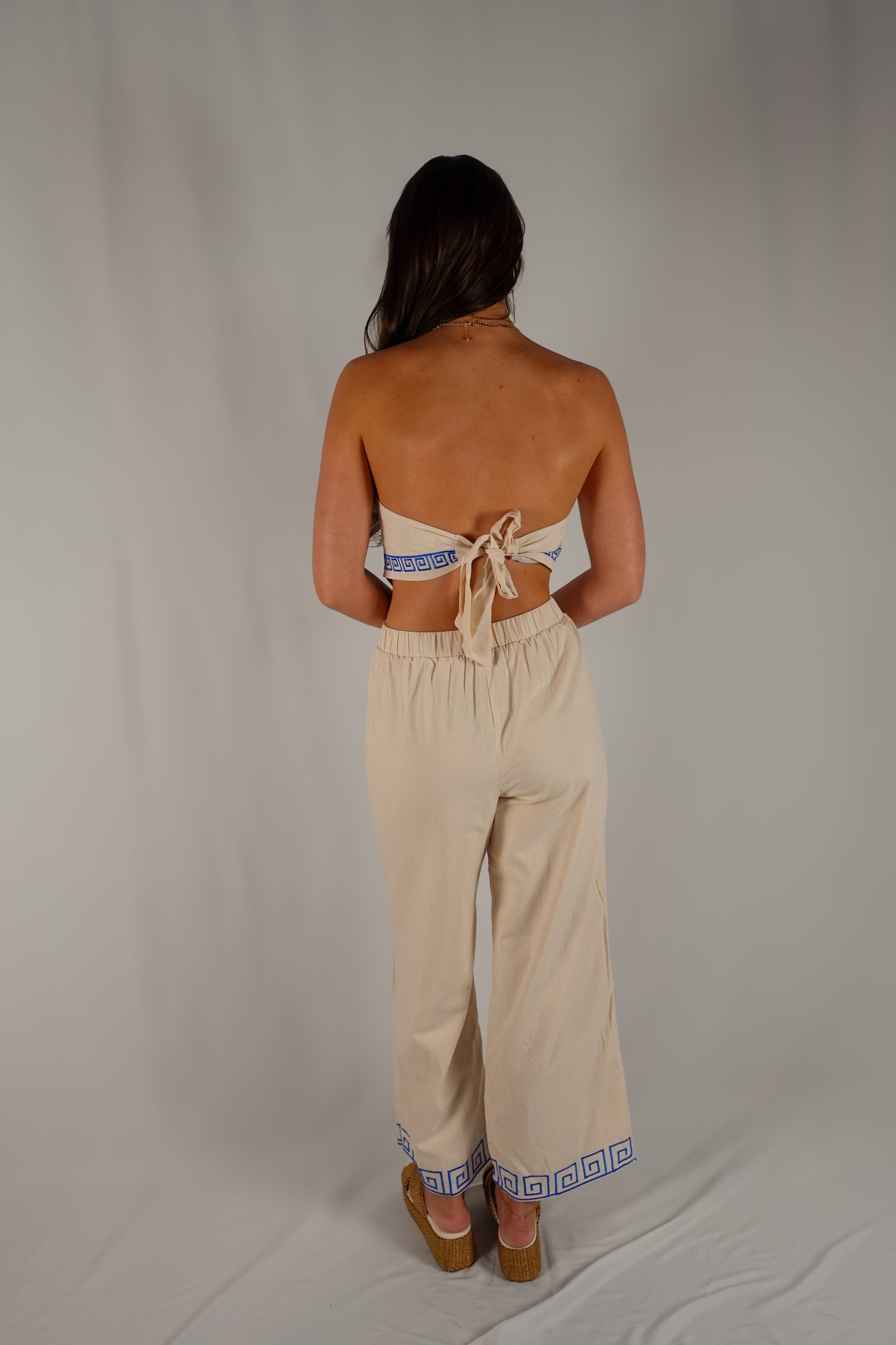 High Waisted Wave Embo Pants