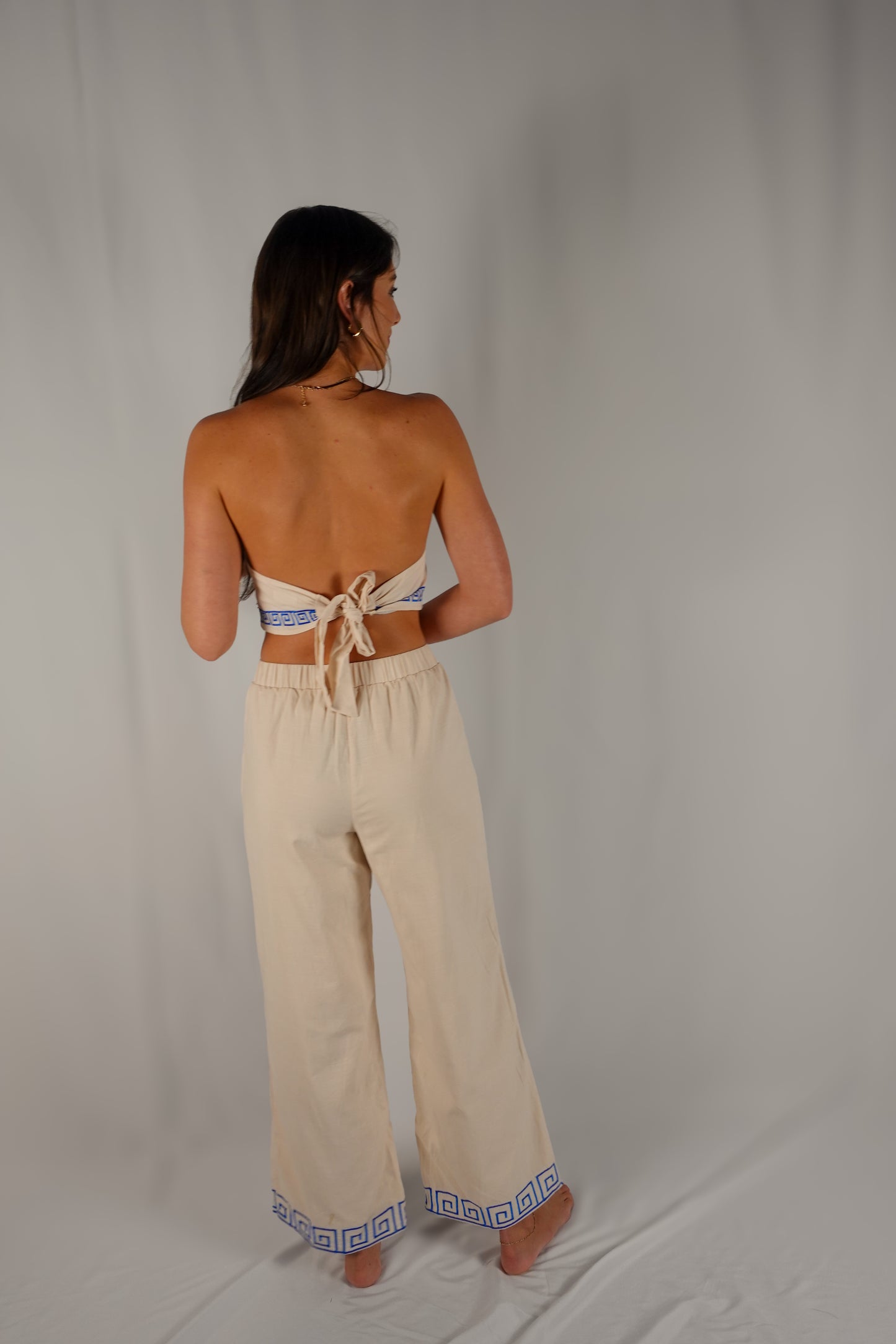 High Waisted Wave Embo Pants