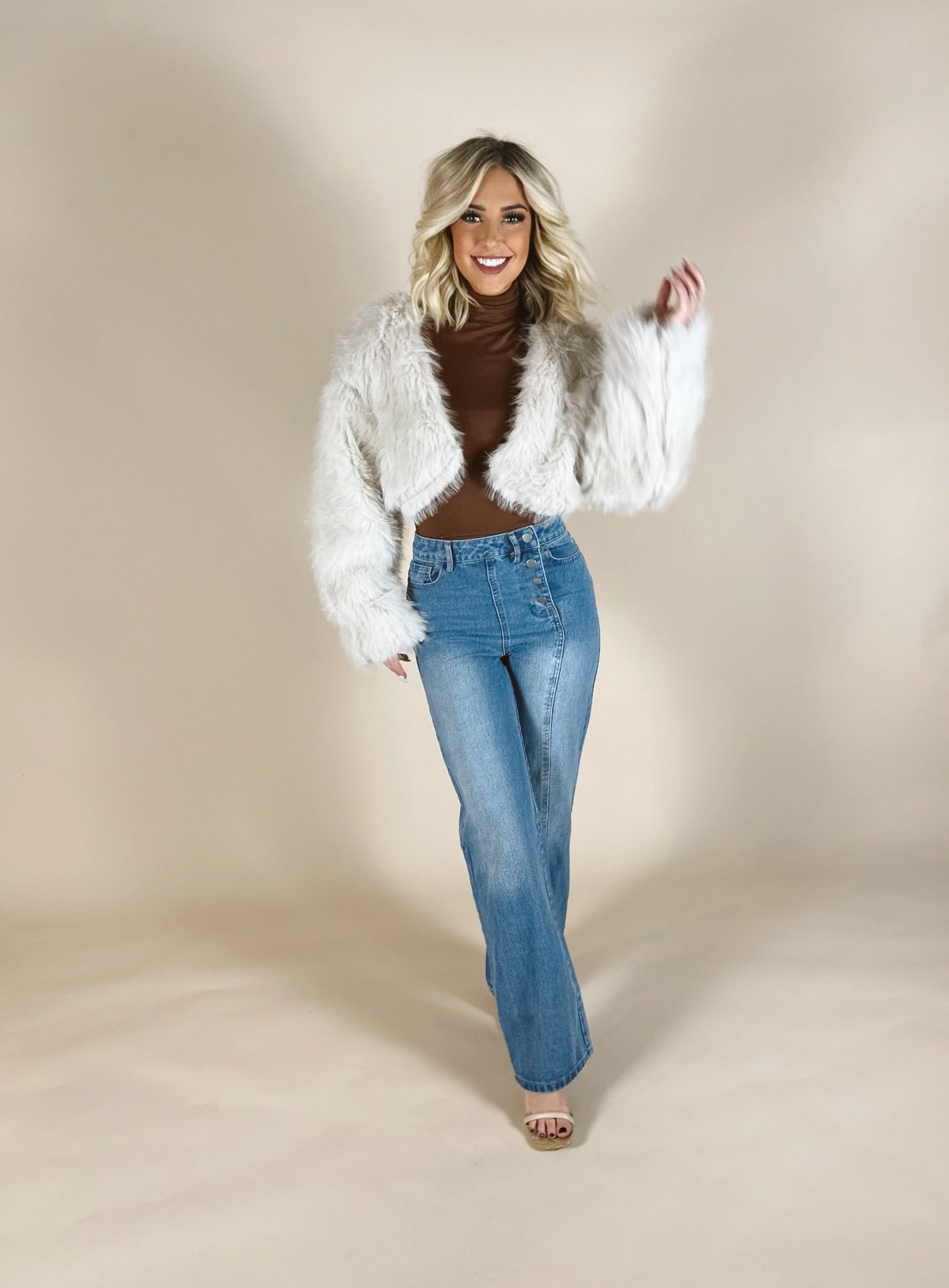 Faux Fur Cropped Coat