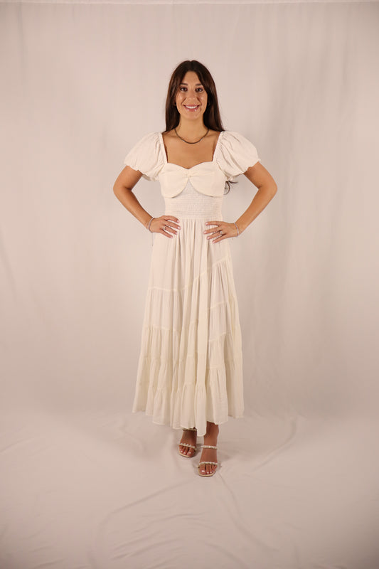 Angled Tiered Maxi Dress - White