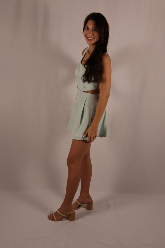 Side Cut Out Romper - Mint