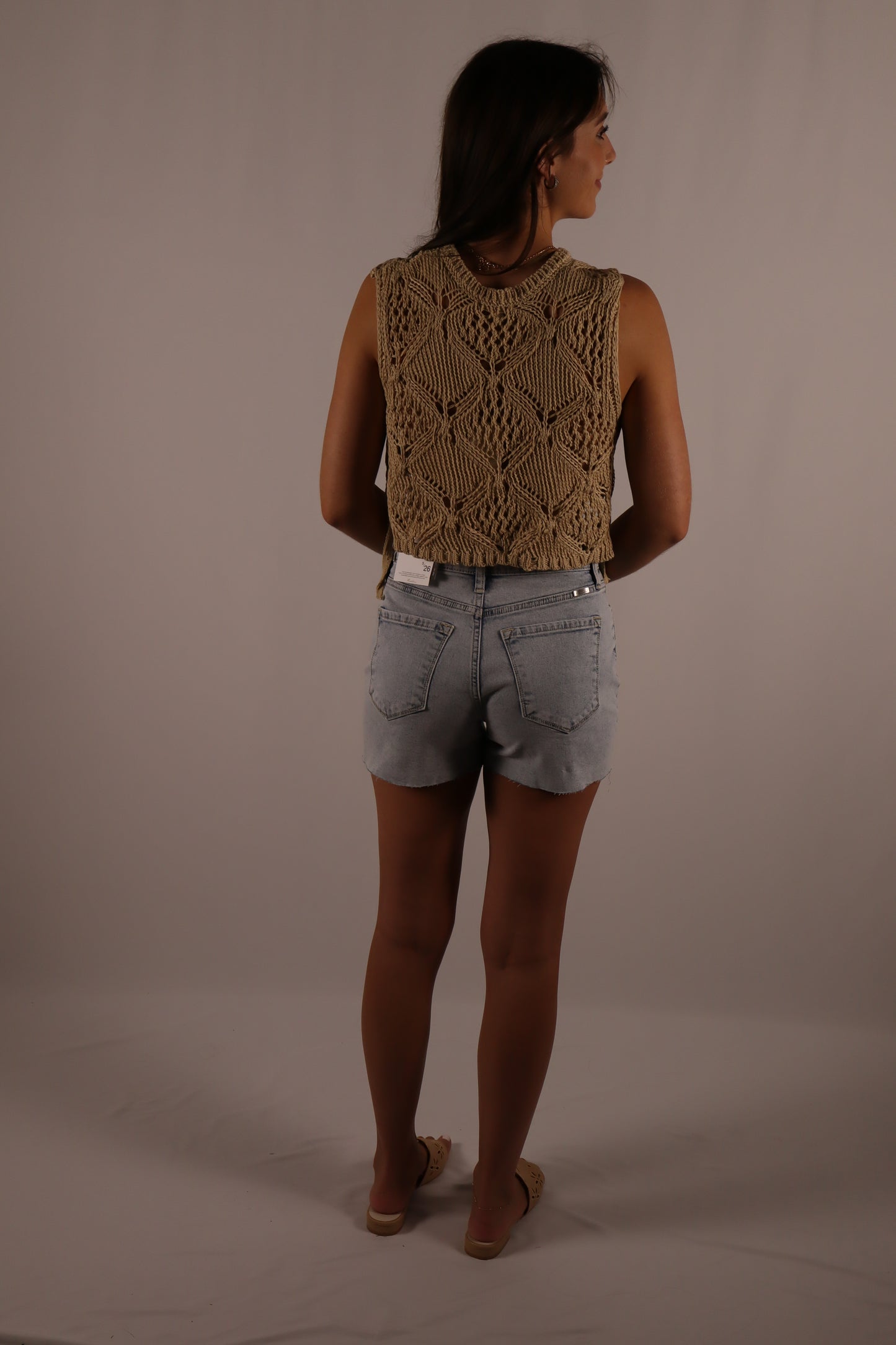 Sleeveless Sweater Knit Top - Taupe