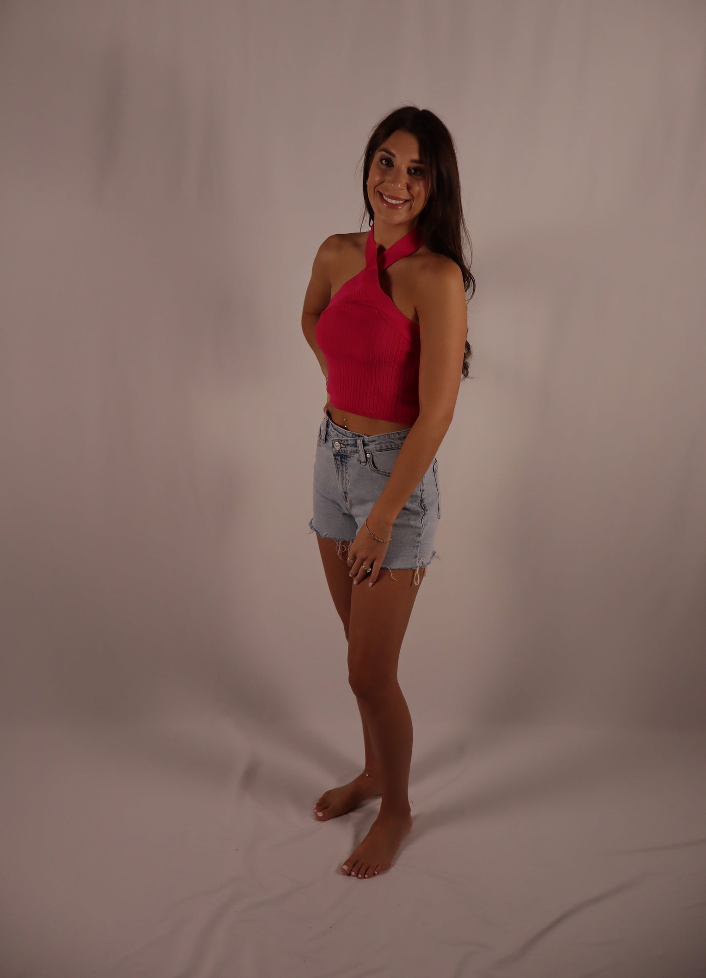 Knit Halter Top - Fuchsia or White