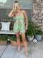 Bow Top & Elastic Waist Shorts - Light Green