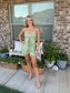 Bow Top & Elastic Waist Shorts - Light Green