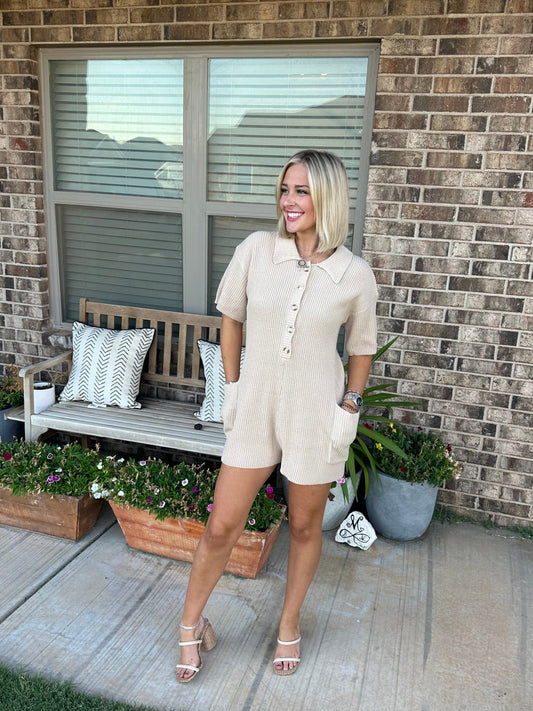 Sweater Romper - Oatmeal