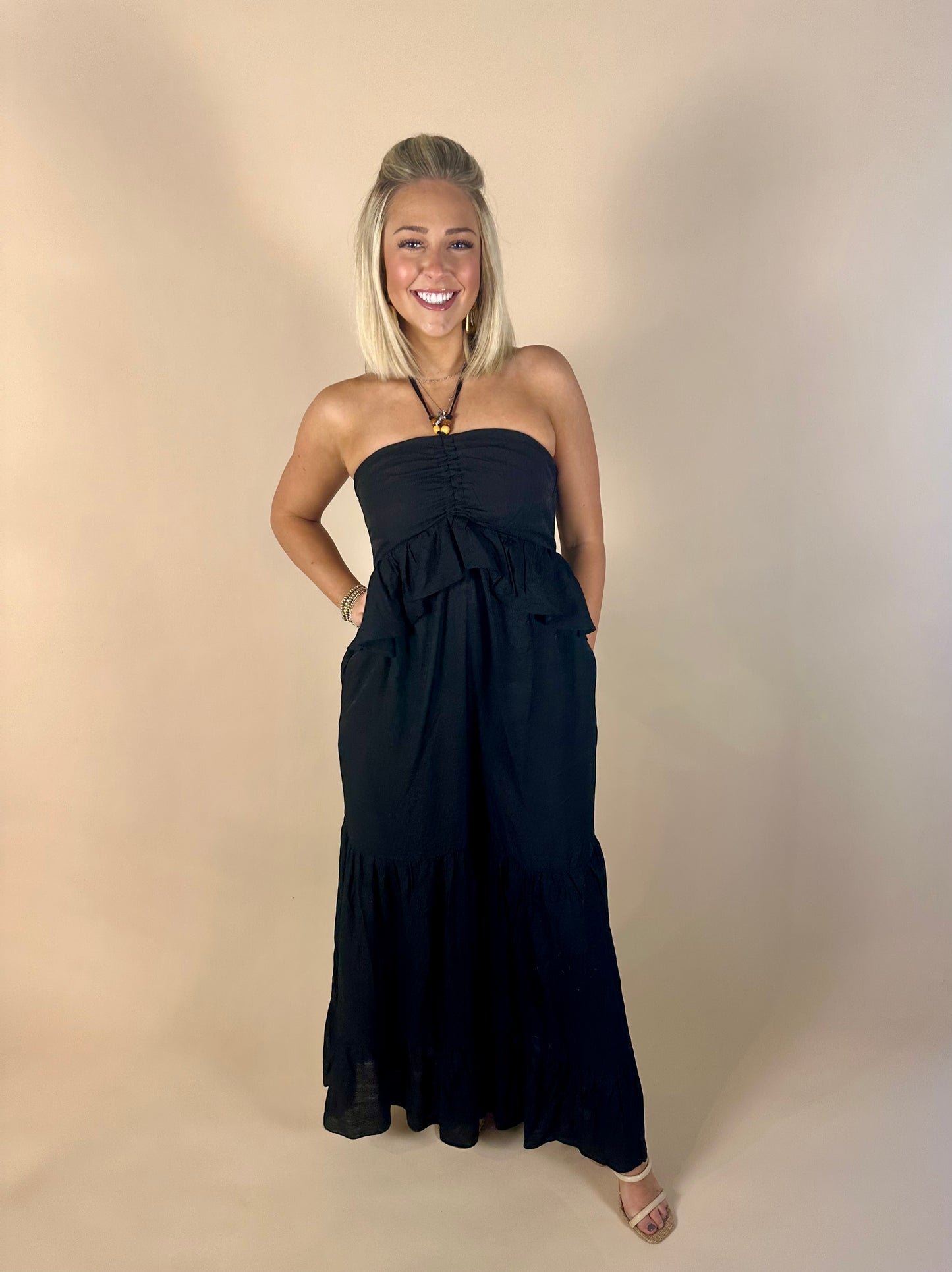 Ruffle Jumpsuit - Black