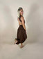 Open Back Smocked Midi Dress - Brown