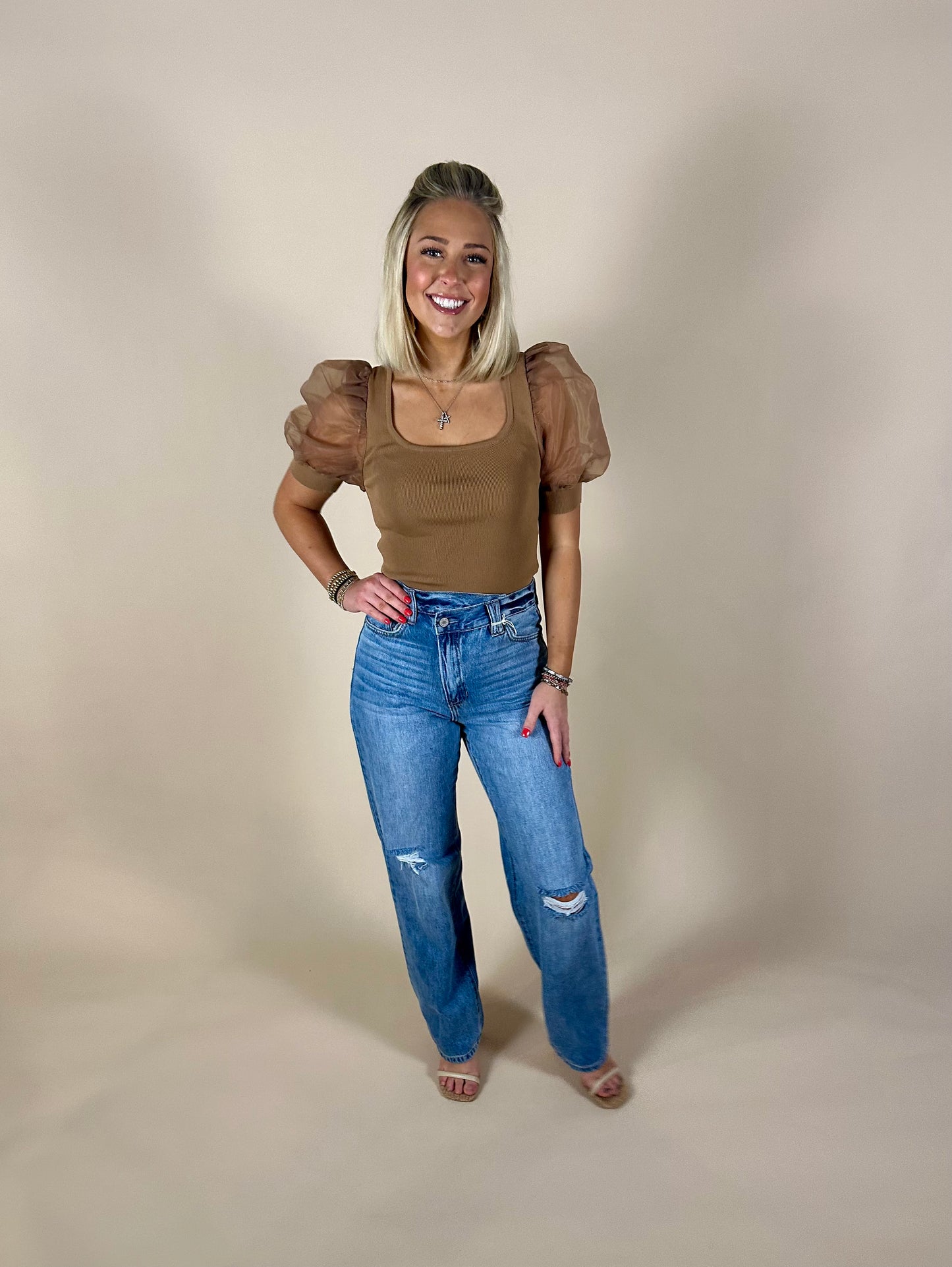 Myca Puff Sleeve Top - Coco