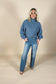 Turtleneck Cropped Sweater: Gray Blue