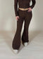 Foldover Flare Knit Sweater Pants: Chocolate