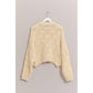 Chunky Cable Knit Sweater With Bow Details: Cream