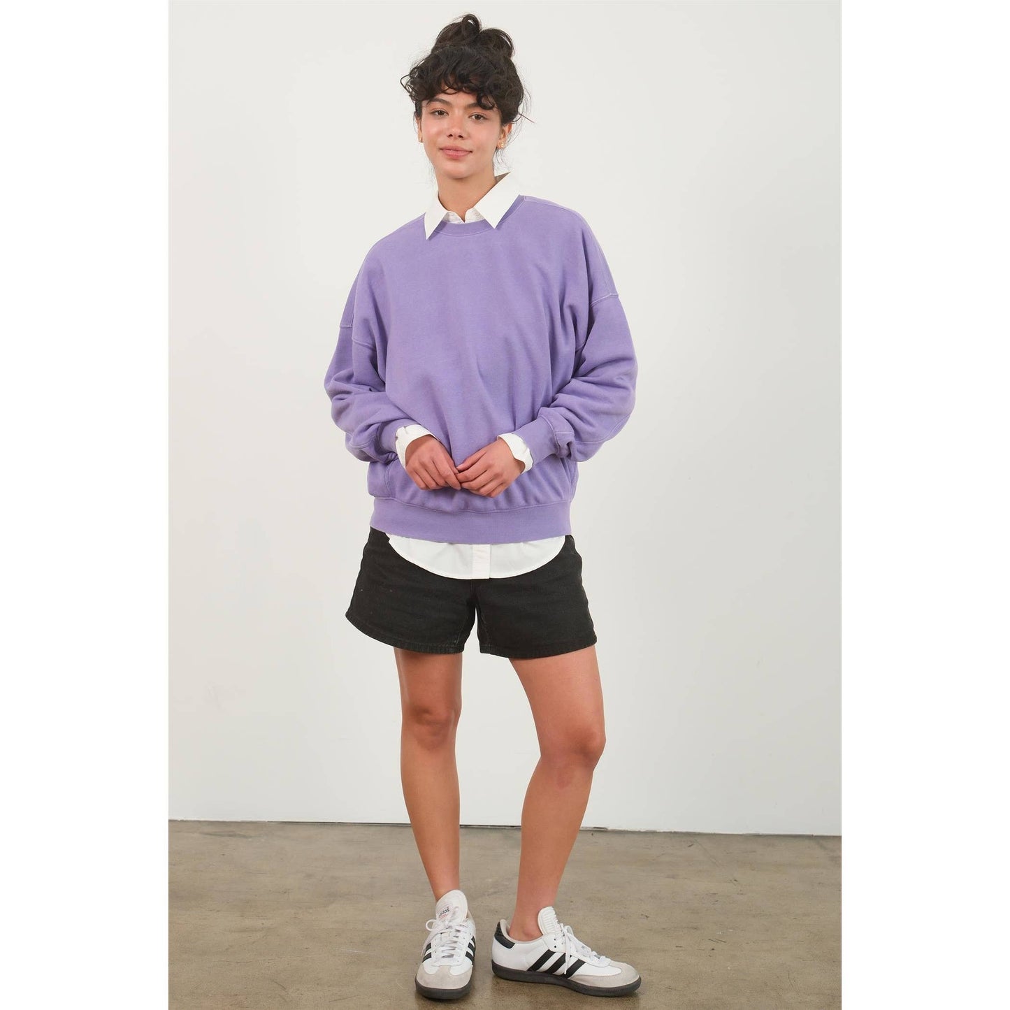 Crewneck Long Sleeve Sweatshirt: Lavender