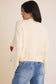 High Neck Long Sleeve 3D Heart Sweater: Cream & Red