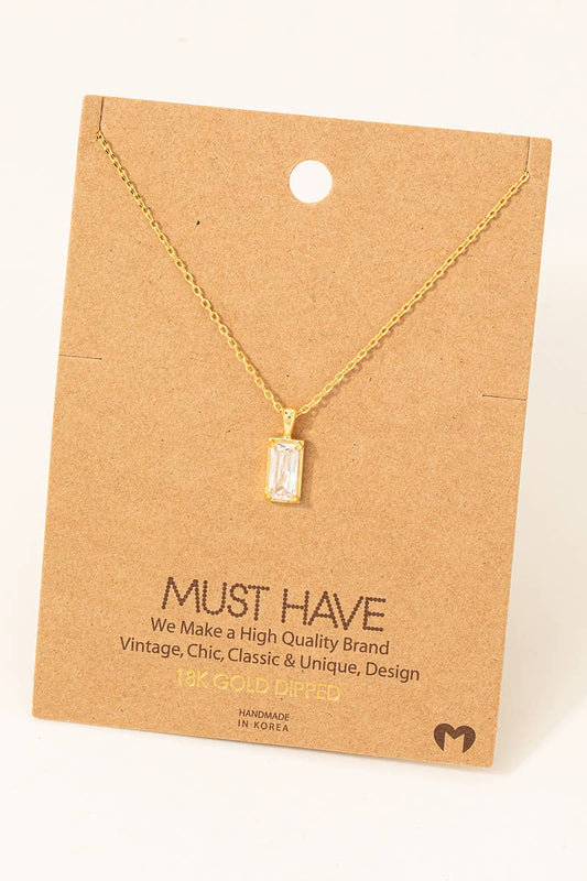 Baguette Drop Charm Necklace - Gold