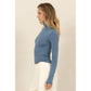 Slim - Fit Turtleneck Long Sleeve Top: Gray Blue