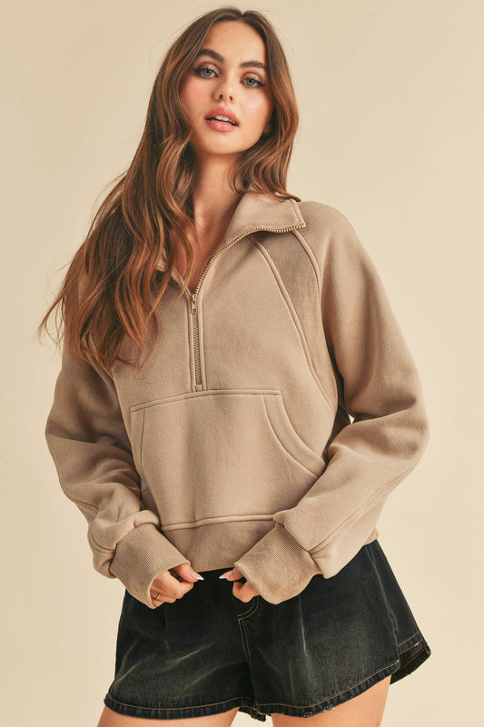 Scuba Half Zip Pullover: Oat