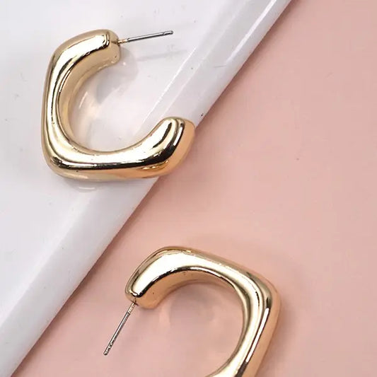 Baylee Squared Hoop Earrings - Gold