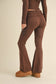 Foldover Flare Knit Sweater Pants: Chocolate