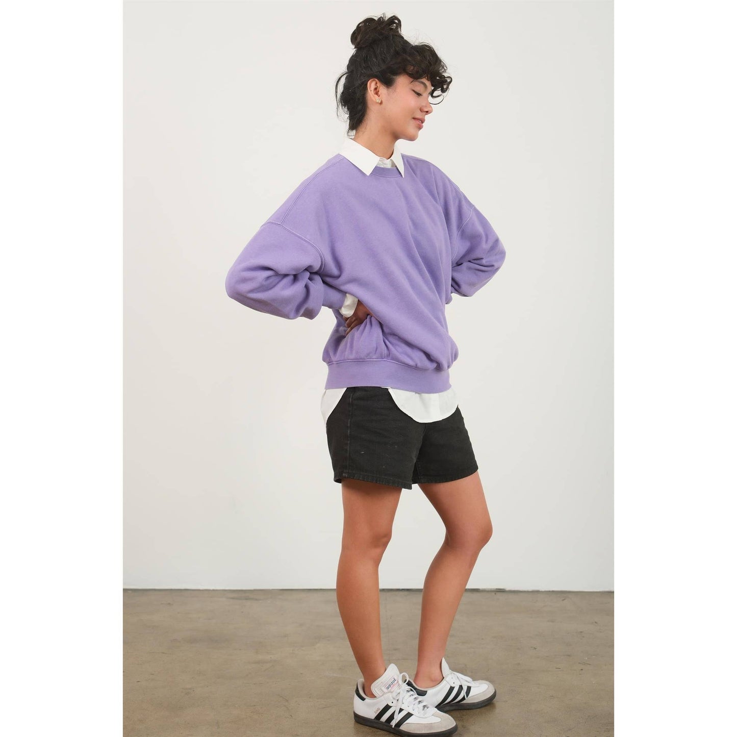 Crewneck Long Sleeve Sweatshirt: Lavender