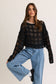 Boat Neck Crochet Top: Black