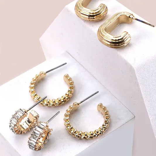 Teagan Hoop Earring Trio Set  - Gold