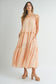 Ruffle Strappy Shoulder Tiered Midi Dress - Orange