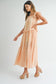 Ruffle Strappy Shoulder Tiered Midi Dress - Orange