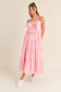 Bow Tied Tiered Midi Dress - Pink