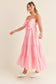 Bow Tied Tiered Midi Dress - Pink