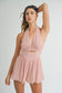 Cut Out Halter Romper - Light Pink