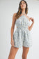 Floral Halter Neck Romper - Blue