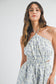 Floral Halter Neck Romper - Blue