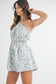 Floral Halter Neck Romper - Blue